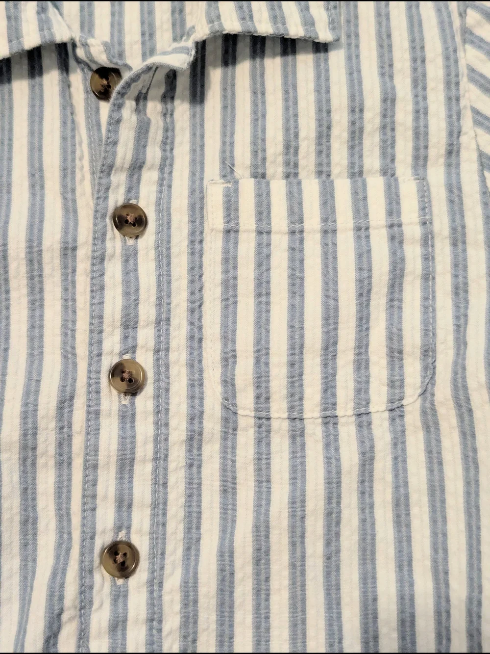 Old Navy Blue & White Striped Short-Sleeve Button-Down Shirt 4T